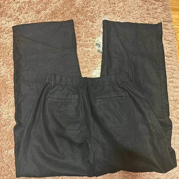 Gap 365 High Rise Linen Blend Wide-Leg Trousers Black, Women's Size 6 - Picture 5 of 10